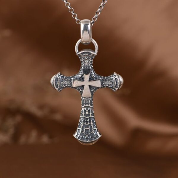 Hammered Cross Pendant Necklace