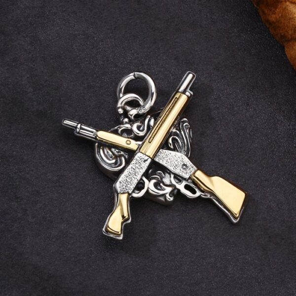 Silver Double Gun Pendant