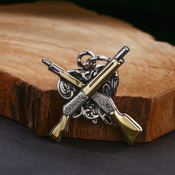 Silver Double Gun Pendant