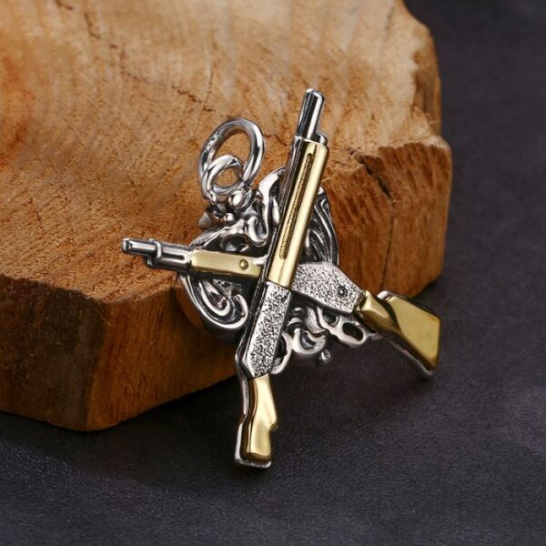 Silver Double Gun Pendant