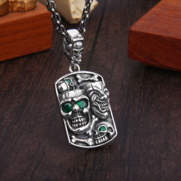 Silver Skull Joker Pendant