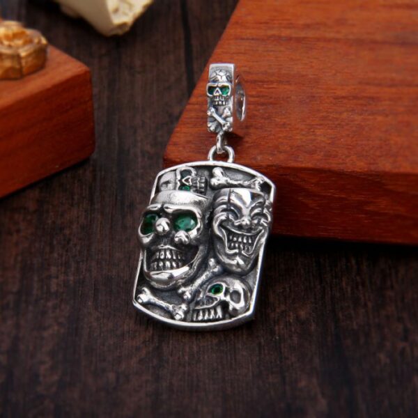 Silver Skull Joker Pendant