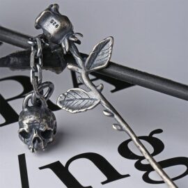 Gothic Rose Skull Pendant Necklace