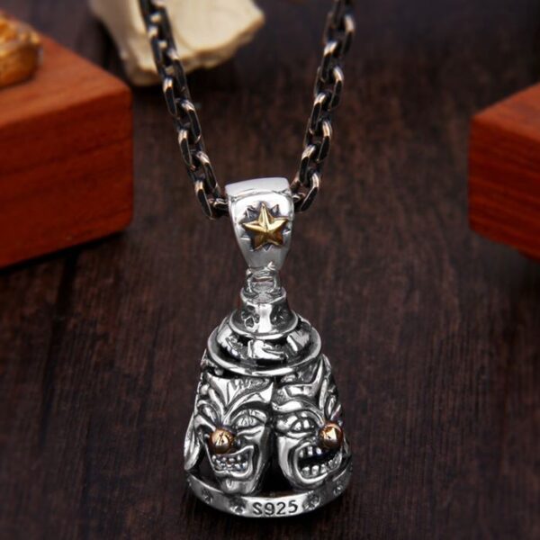 Clown Skull Bell Pendant Necklace