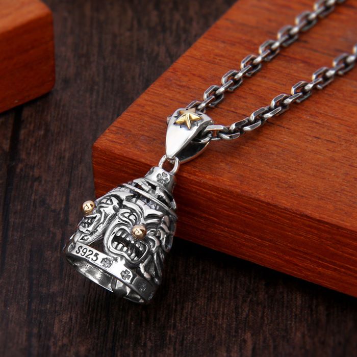 Sterling silver Skull Necklace | Silver Skull Pendant for Him