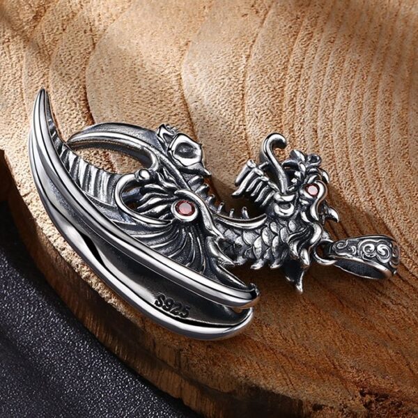 Silver Dragon Skull Pendant