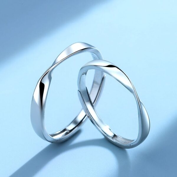 Silver Mobius Couple Rings