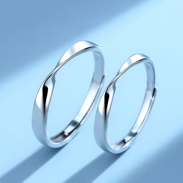 Silver Mobius Couple Rings