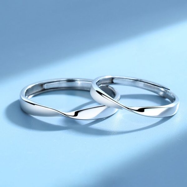 Silver Mobius Couple Rings