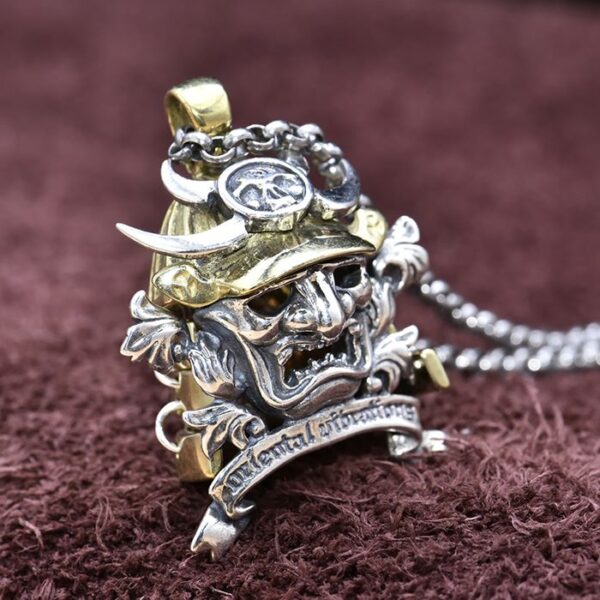 Silver Samurai Pendant Necklace