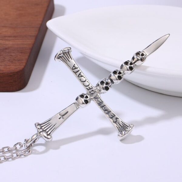 Skulls Cross Pendant Necklace