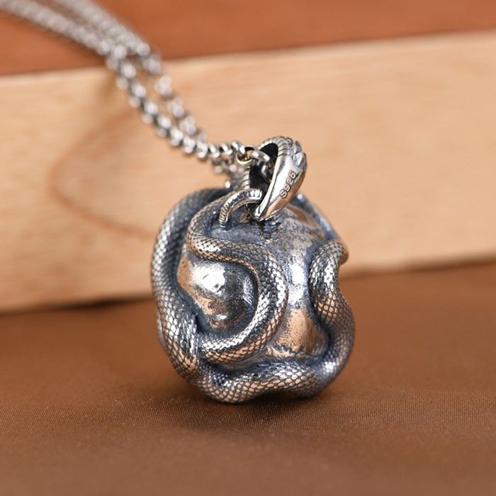 Skull Snake Pendant Necklace