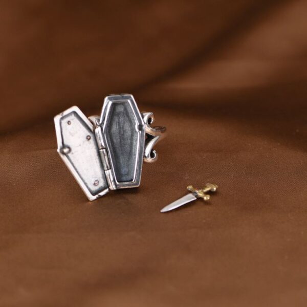 Fleur De Lis Cross Coffin Ring