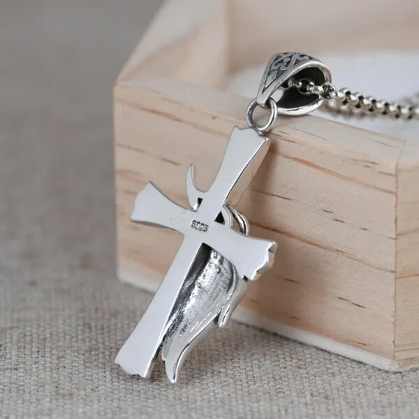 Feather Cross Pendant Necklace