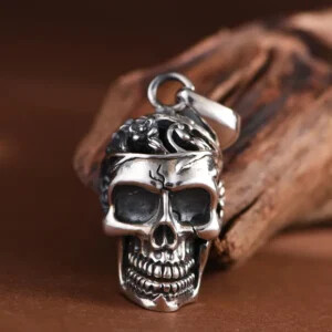Skull & Floral Openwork Pendant