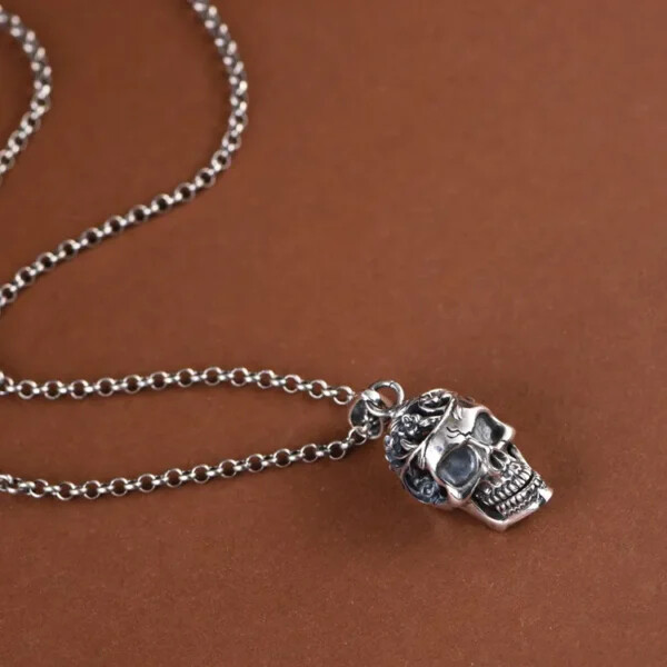 Skull & Floral Openwork Pendant - Image 4