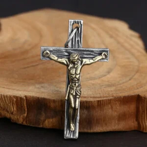 Two Tone Crucifix Cross Pendant