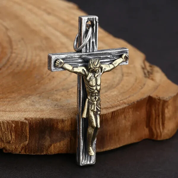Two Tone Crucifix Cross Pendant