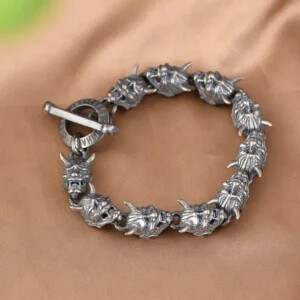 Silver Hannya Link Bracelet