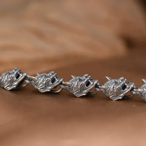 Silver Hannya Link Bracelet