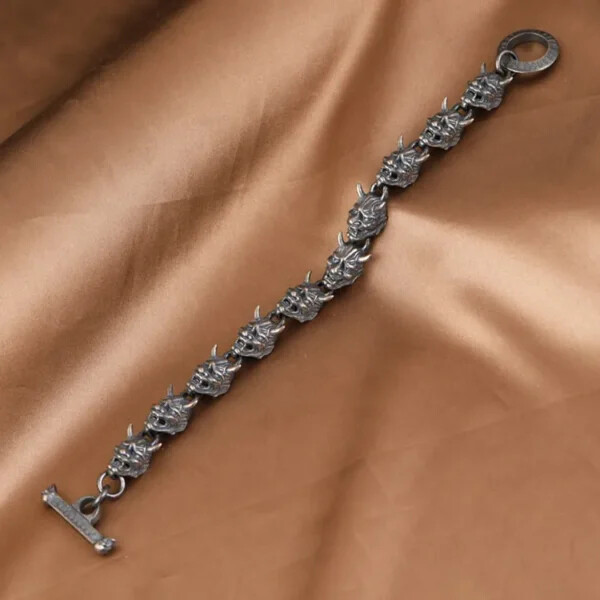 Silver Hannya Link Bracelet
