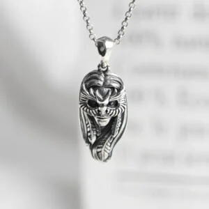 Silver Masked Woman Pendant Necklace