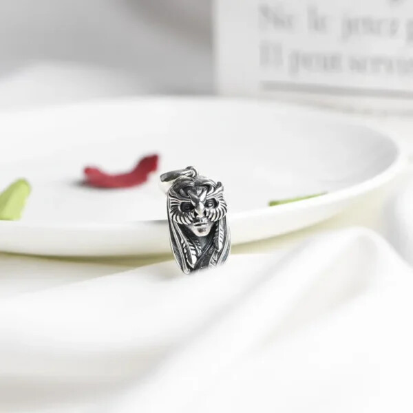 Silver Masked Woman Pendant Necklace