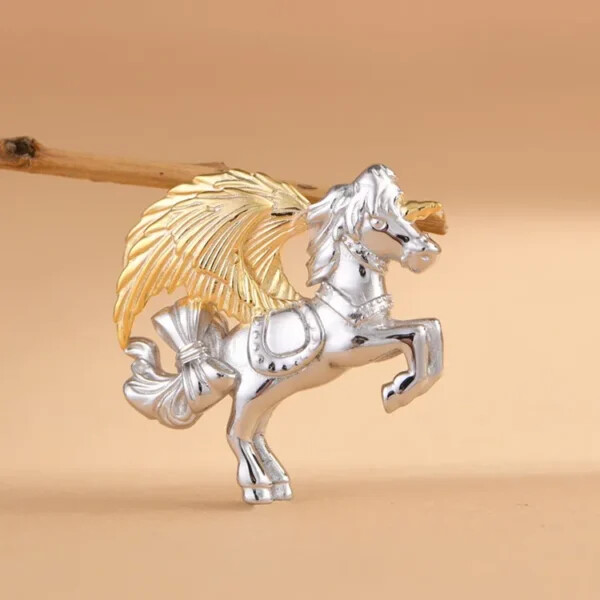 Silver Winged Unicorn Pendant Necklace