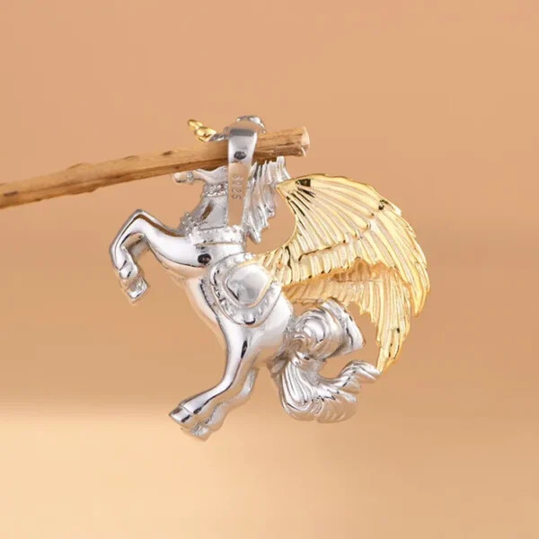 Silver Winged Unicorn Pendant Necklace
