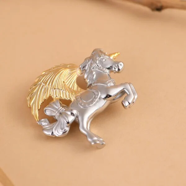 Silver Winged Unicorn Pendant Necklace