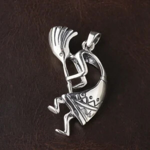 Silver Flutist Kokopelli Pendant