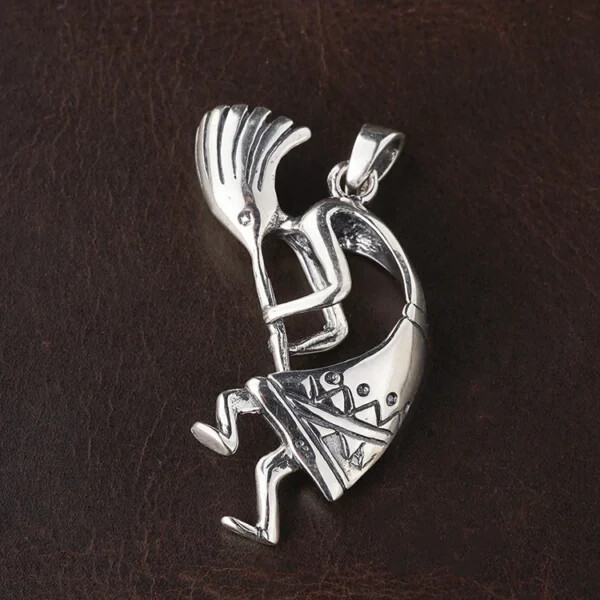 Silver Flutist Kokopelli Pendant