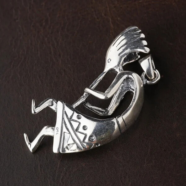 Silver Flutist Kokopelli Pendant