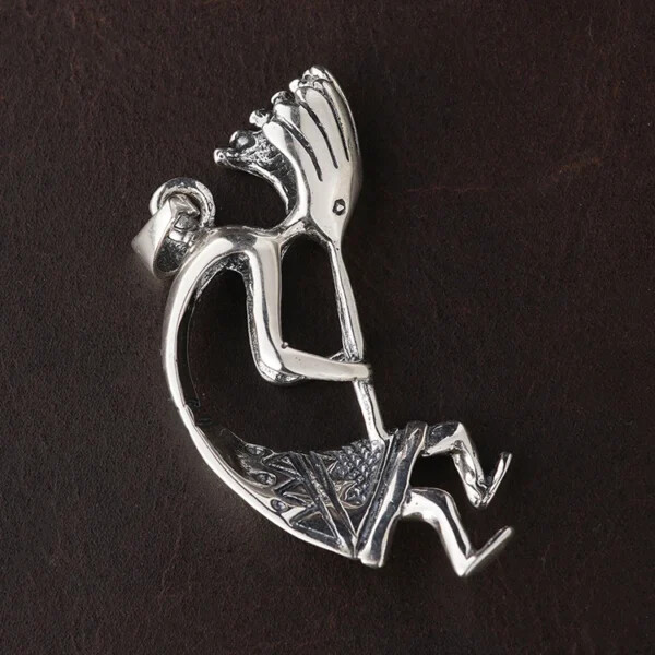 Silver Flutist Kokopelli Pendant