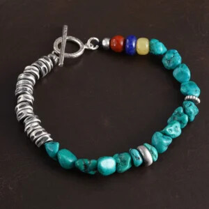 Gemstone Silver Beads Bracelet