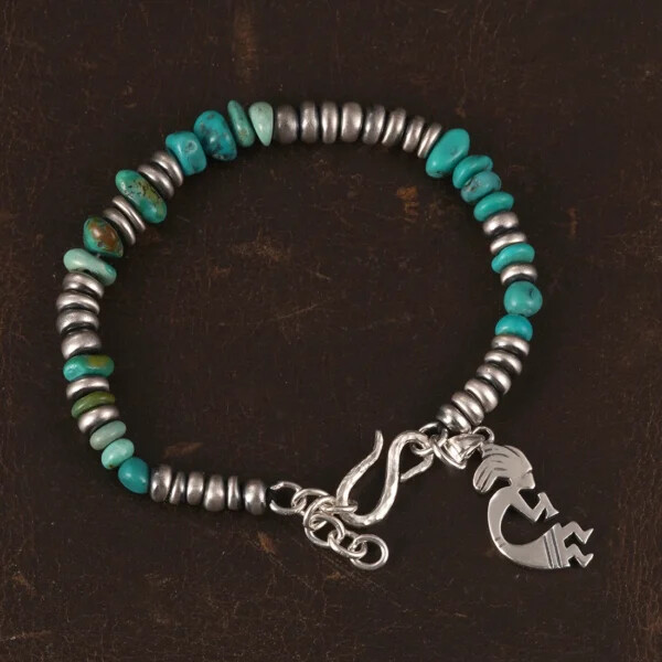 Kokopelli Silver Beads Bracelet
