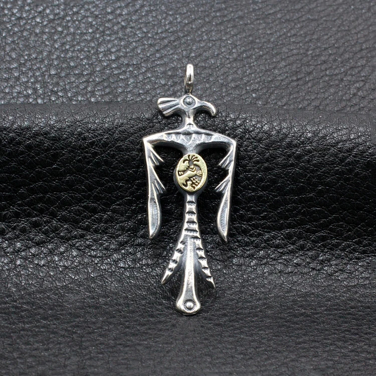 Thunderbird Pendant Necklace With Engraved Kokopelli