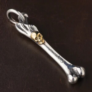 femur bone skull pendant